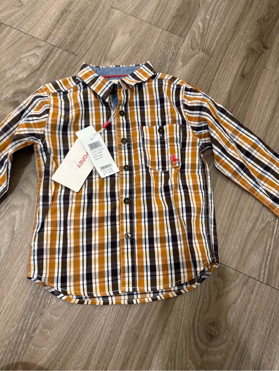 Poney Other - Poney brand boys' long-sleeve plaid button-down shirt i